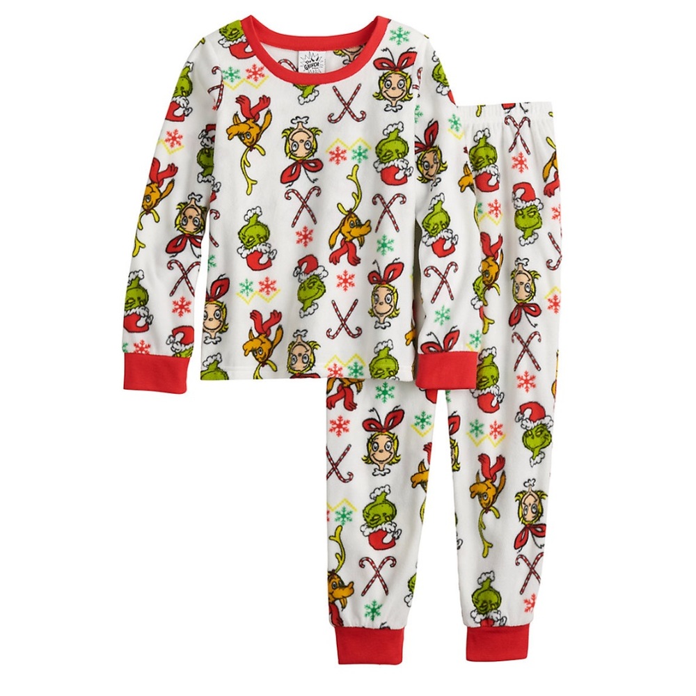 4-12 Jammies For Your Families The Grinch Pajama Set
Color White Grinch,